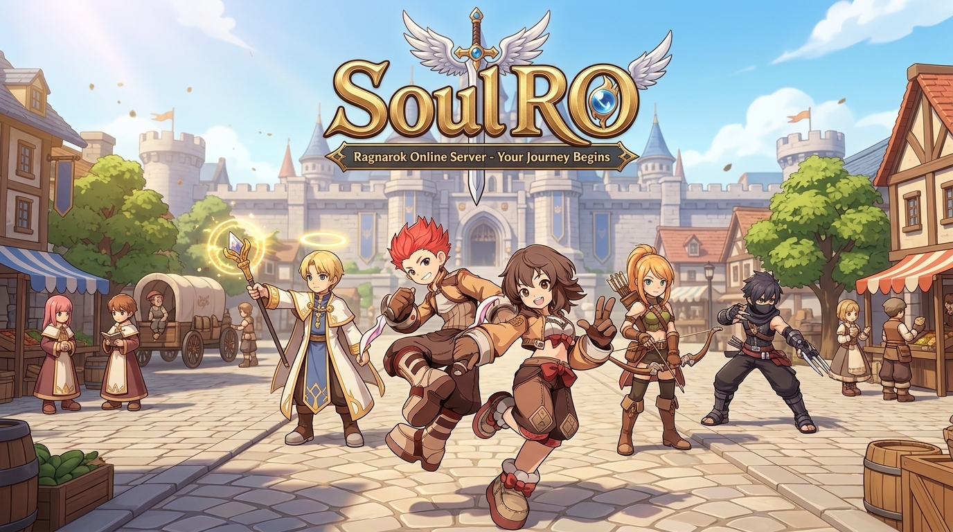 SoulRO — adventurers gathered on the Prontera plaza